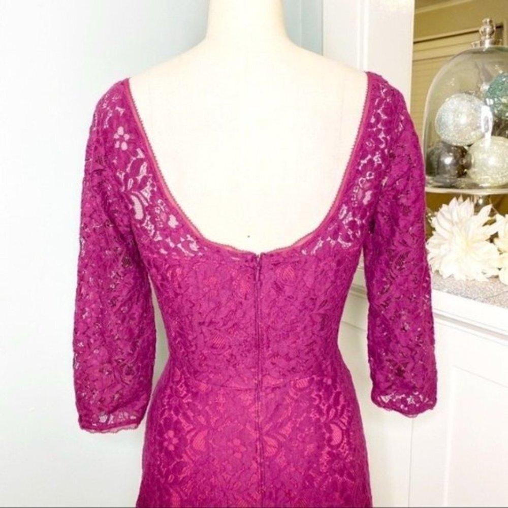White House Black Market Lace Fit & Flare Dress Purple 2 XS - Picture 5 of 10
